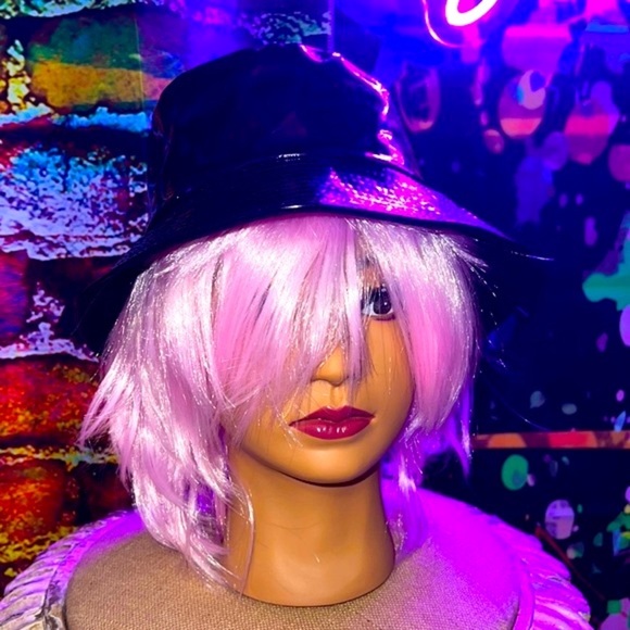 New Wet look Black Bucket Hat - Picture 4 of 9